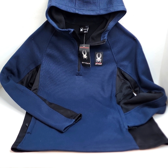 SPYDER SWEATER WITH HOODIE, 2 ZIPPER POCKETS IN THE FRONT, SIZE MEDIUM (M) - Picture 7 of 12